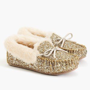 Girls' Glitter-Covered Moccasin Slippers K1